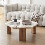 モダンデザインの大理石&アッシュ材センターテーブル - シンプルでラグジュアリーなリビングに最適 fjnw-4534