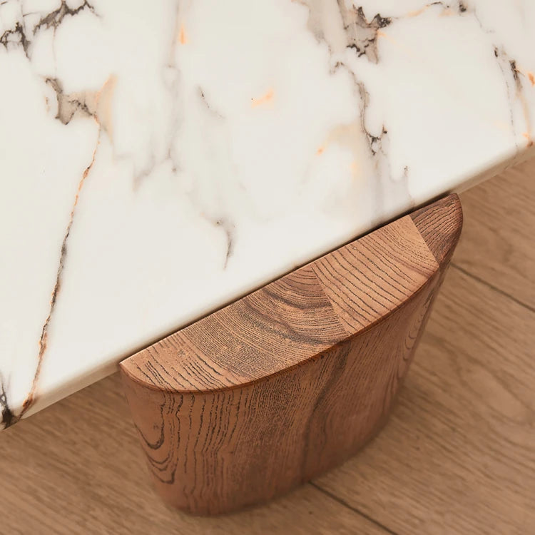 モダンデザインの大理石&アッシュ材センターテーブル - シンプルでラグジュアリーなリビングに最適 fjnw-4534