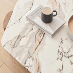 モダンデザインの大理石&アッシュ材センターテーブル - シンプルでラグジュアリーなリビングに最適 fjnw-4534