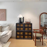 パイン材と銅の多層板を使用した和風テレビ台シルクデザイン fjnw-4544