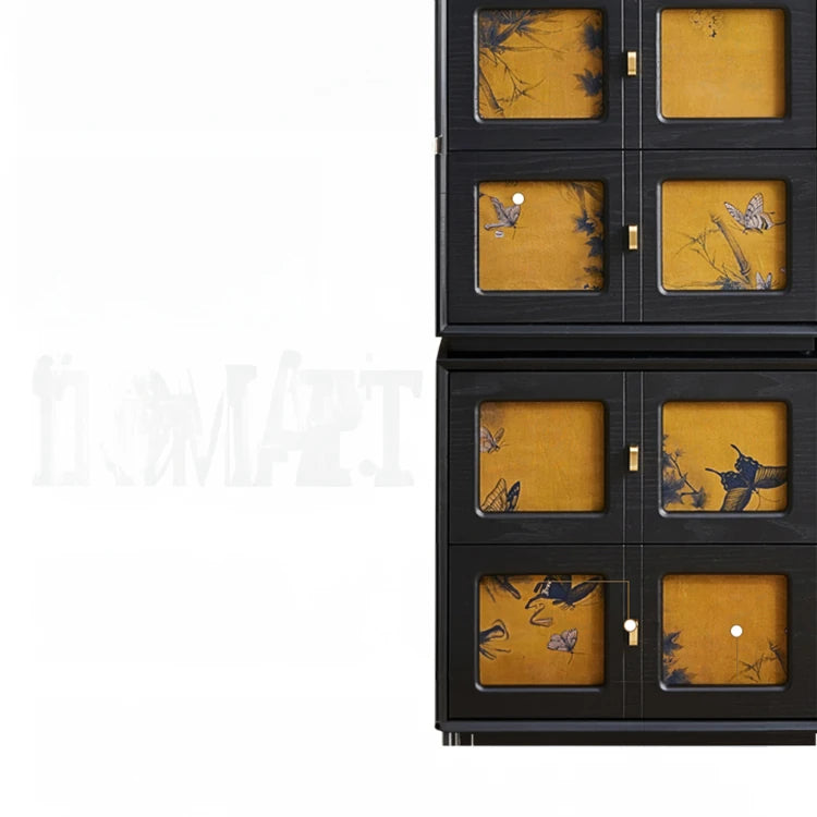 パイン材と銅の多層板を使用した和風テレビ台シルクデザイン fjnw-4544