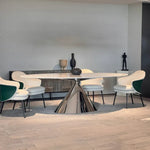 ラグジュアリーなデザイン!セラミック&ステンレス 大理石テーブル - 洗練されたダイニングを演出 fjx-2639