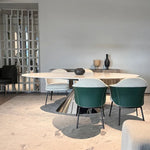 ラグジュアリーなデザイン!セラミック&ステンレス 大理石テーブル - 洗練されたダイニングを演出 fjx-2639