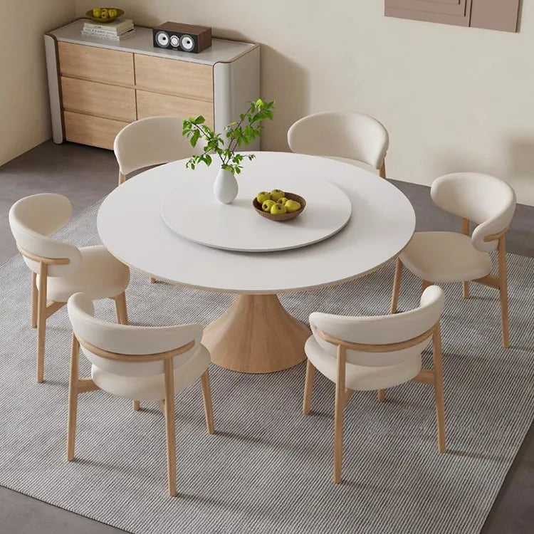 アッシュ材とセラミックのエレガントなラウンドテーブル - モダンなインテリアの中心に! fjx-2671