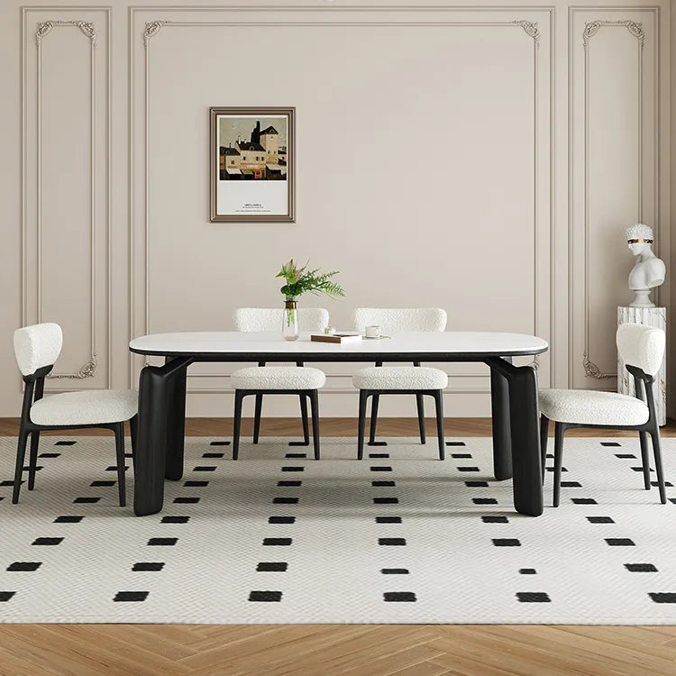 シープボア&PUレザー使用のスタイリッシュなアッシュ材チェアセット fjx-2685