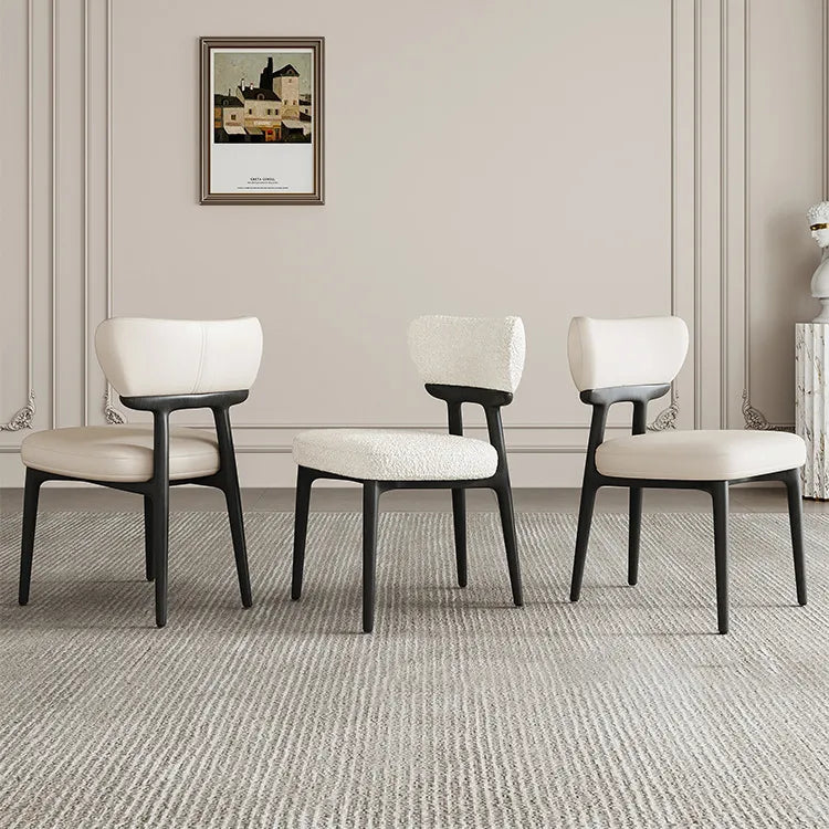 シープボア&PUレザー使用のスタイリッシュなアッシュ材チェアセット fjx-2685