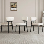 シープボア&PUレザー使用のスタイリッシュなアッシュ材チェアセット fjx-2685