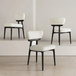 シープボア&PUレザー使用のスタイリッシュなアッシュ材チェアセット fjx-2685