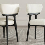 シープボア&PUレザー使用のスタイリッシュなアッシュ材チェアセット fjx-2685