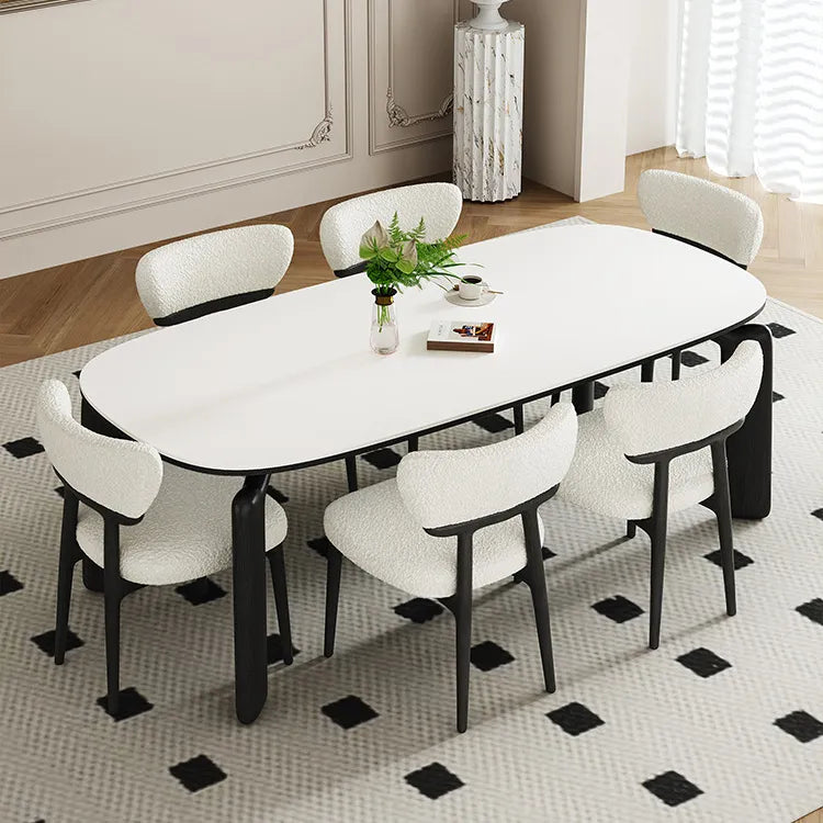 シープボア&PUレザー使用のスタイリッシュなアッシュ材チェアセット fjx-2685