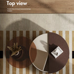 モダンリビングに最適!強化ガラスセンターテーブル ーブラウン木目デザイン fkb-4368