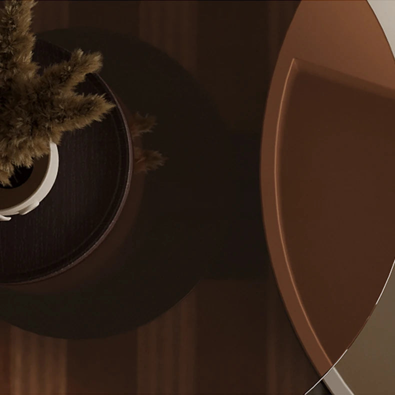 モダンリビングに最適!強化ガラスセンターテーブル ーブラウン木目デザイン fkb-4368