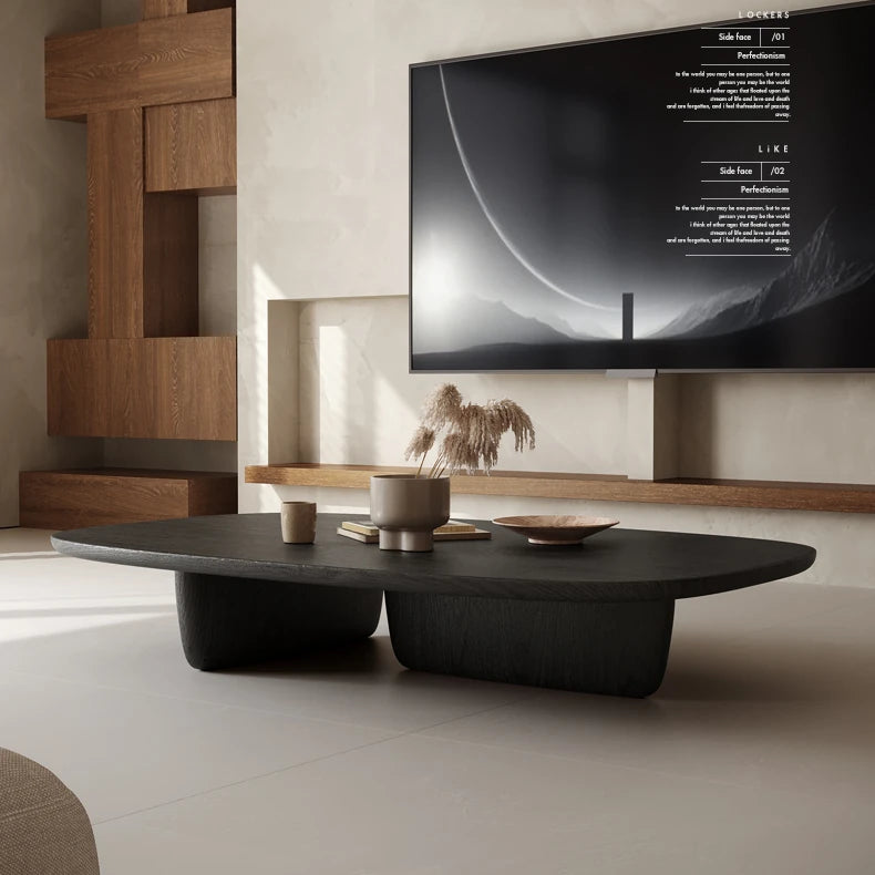 スタイリッシュなモダンティーテーブル - リビングルームにぴったりなスリムな密度ボードデザイン fkb-4373