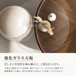 センターテーブル&サイドテーブル 2点セット|ベージュ・ブラウン 強化ガラス×金属 モダン 北欧風 リビング用 fkb-4381