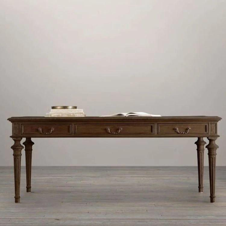 オーク多層板テーブル|洗練されたデザインの書斎デスク|収納付きナチュラルスタイル fljgj-2109