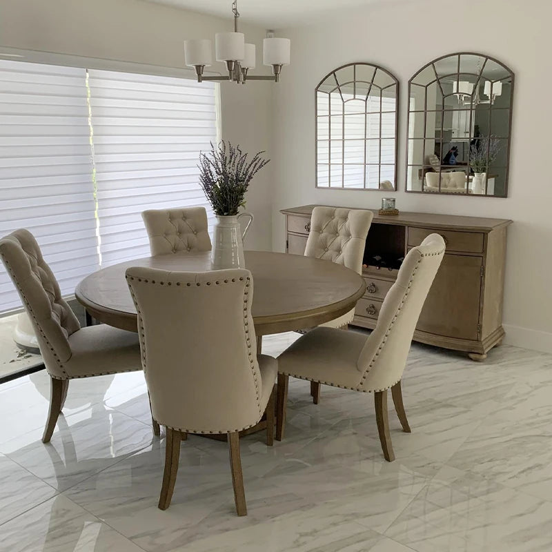 「オーク多層板製ラウンドテーブル4人用|上品なデザインでリビングを彩る」 fljgj-2110