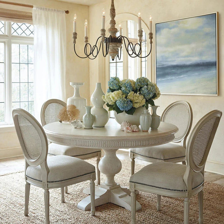 オーク多層板製優雅な円形テーブル - 高級感あふれるダイニング体験を演出する家具 fljgj-2112