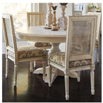 オーク材質のエレガントなチェア|綿麻ファブリックとラタンのスタイリッシュデザイン fljgj-2113