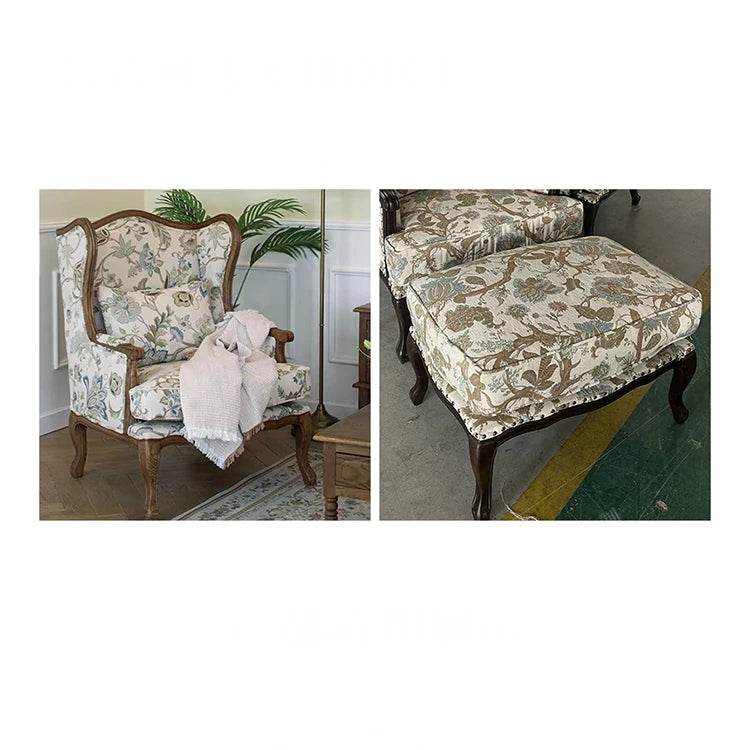 オーク材のクラシックチェア | 綿麻生地の上質インテリア | おしゃれなリビングハウスに最適 fljgj-2114