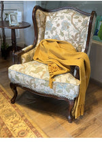 オーク材のクラシックチェア | 綿麻生地の上質インテリア | おしゃれなリビングハウスに最適 fljgj-2114