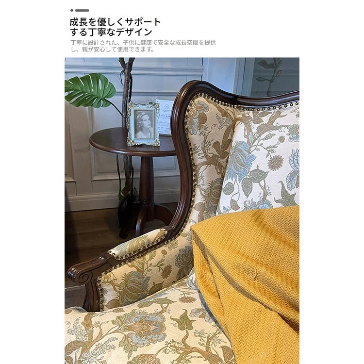 オーク材のクラシックチェア | 綿麻生地の上質インテリア | おしゃれなリビングハウスに最適 fljgj-2114