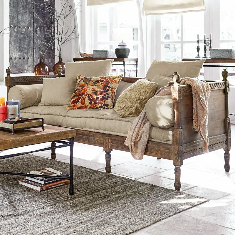 オーク材の洗練されたソファー|綿麻使用のシンプルエレガンスなデザイン|リビングに最適 fljgj-2115