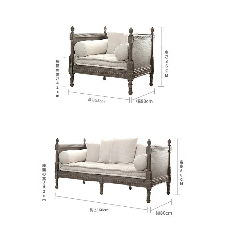 オーク材の洗練されたソファー|綿麻使用のシンプルエレガンスなデザイン|リビングに最適 fljgj-2115