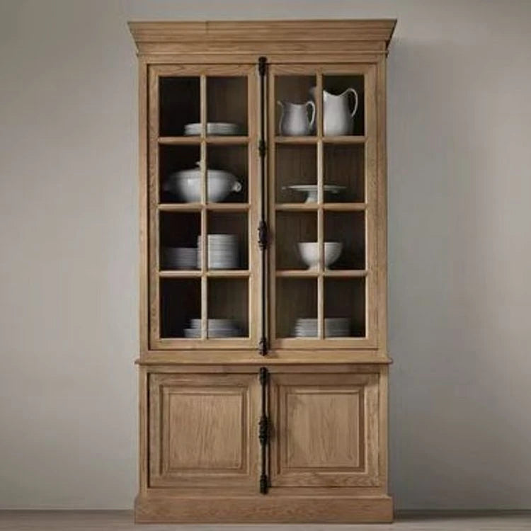 オーク材の多層板キャビネット - 美しいガラス戸付き収納家具でスタイリッシュなインテリアを演出! fljgj-2116
