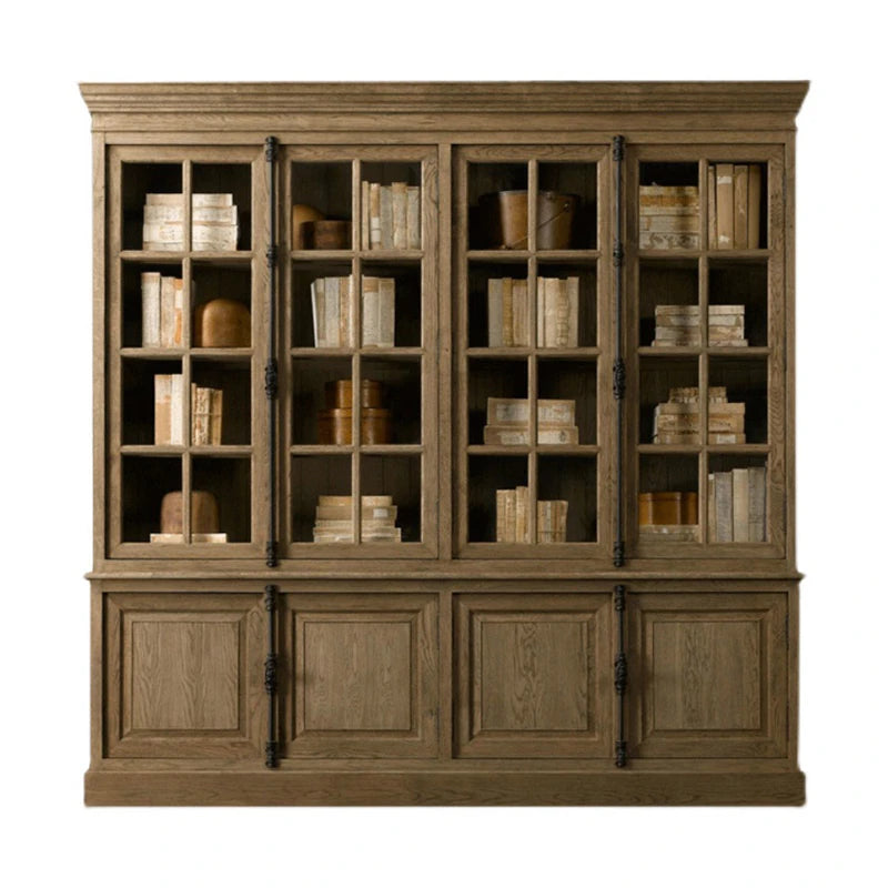 オーク材の多層板キャビネット - 美しいガラス戸付き収納家具でスタイリッシュなインテリアを演出! fljgj-2116