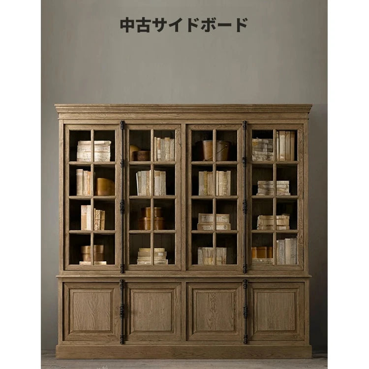 オーク材の多層板キャビネット - 美しいガラス戸付き収納家具でスタイリッシュなインテリアを演出! fljgj-2116