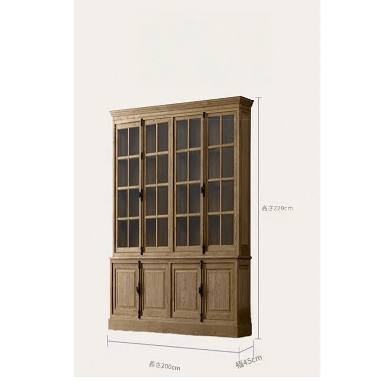 オーク材の多層板キャビネット - 美しいガラス戸付き収納家具でスタイリッシュなインテリアを演出! fljgj-2116