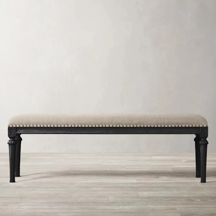 オーク材とPUレザー使用のスタイリッシュスツール | 快適な綿麻クッション付き | 多層板構造で耐久性抜群! fljgj-2123