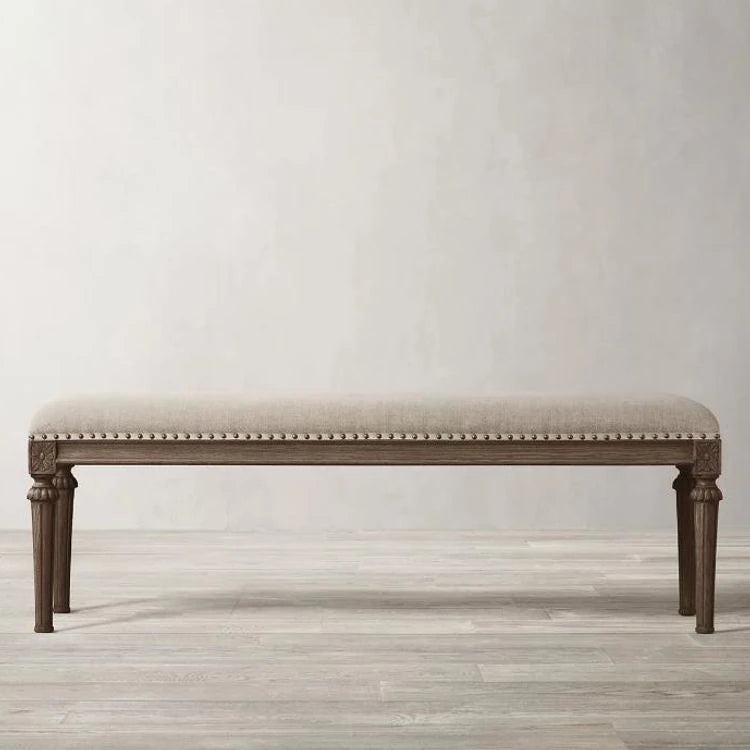 オーク材とPUレザー使用のスタイリッシュスツール | 快適な綿麻クッション付き | 多層板構造で耐久性抜群! fljgj-2123