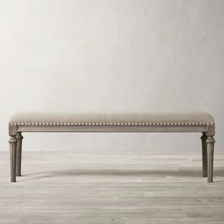 オーク材とPUレザー使用のスタイリッシュスツール | 快適な綿麻クッション付き | 多層板構造で耐久性抜群! fljgj-2123