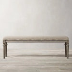 オーク材とPUレザー使用のスタイリッシュスツール | 快適な綿麻クッション付き | 多層板構造で耐久性抜群! fljgj-2123