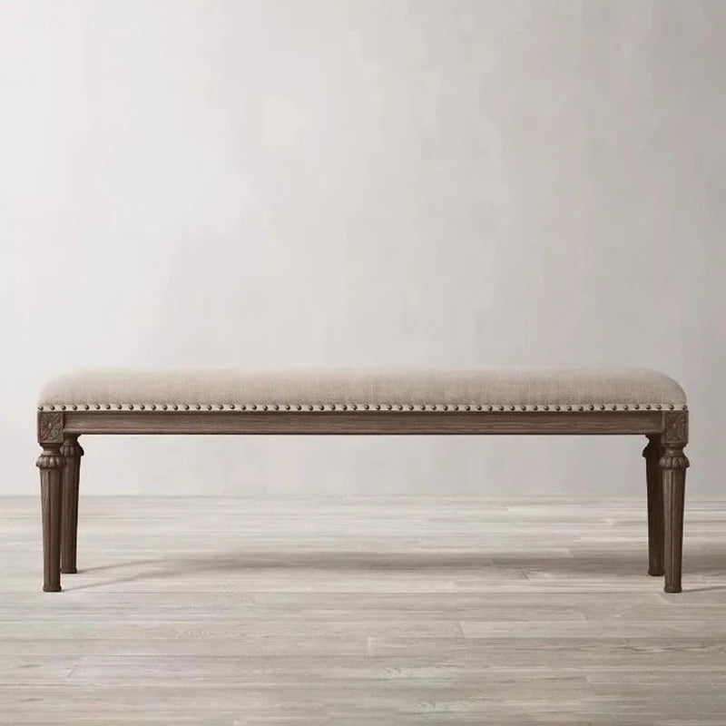 オーク材とPUレザー使用のスタイリッシュスツール | 快適な綿麻クッション付き | 多層板構造で耐久性抜群! fljgj-2123