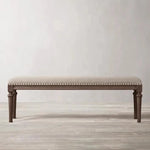 オーク材とPUレザー使用のスタイリッシュスツール | 快適な綿麻クッション付き | 多層板構造で耐久性抜群! fljgj-2123