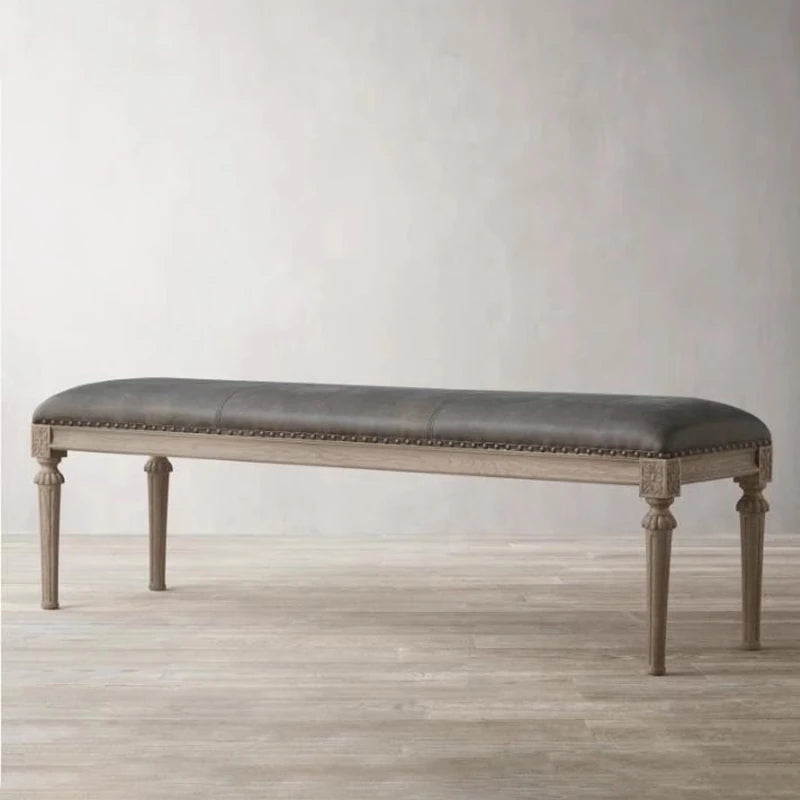 オーク材とPUレザー使用のスタイリッシュスツール | 快適な綿麻クッション付き | 多層板構造で耐久性抜群! fljgj-2123