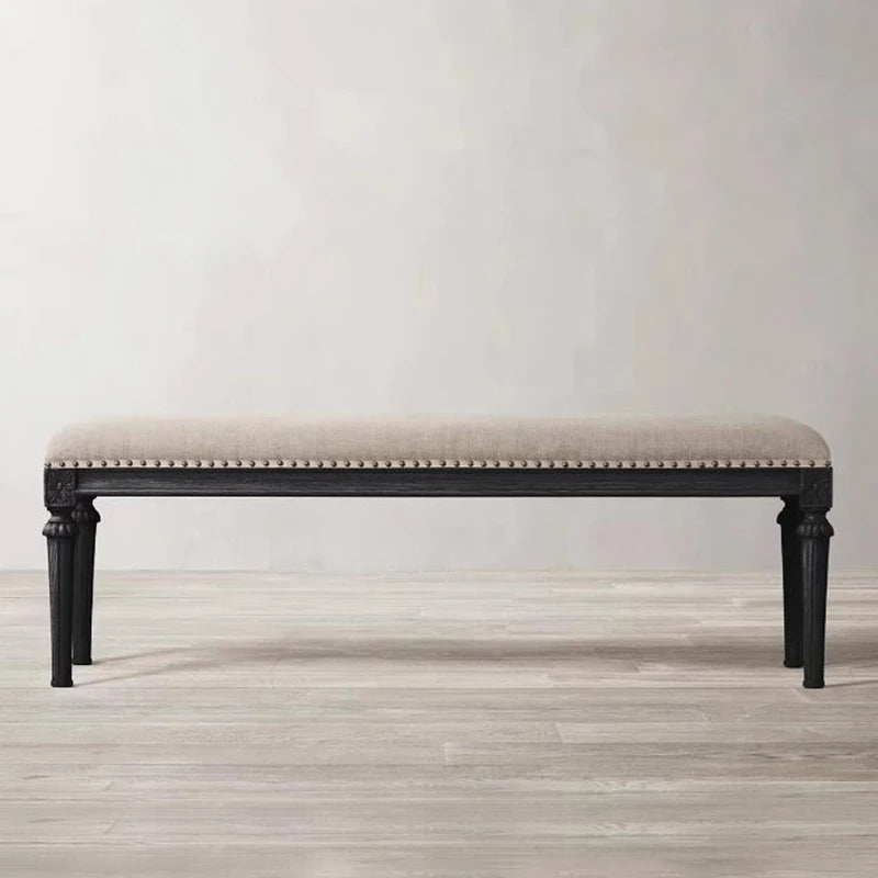 オーク材とPUレザー使用のスタイリッシュスツール | 快適な綿麻クッション付き | 多層板構造で耐久性抜群! fljgj-2123