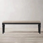 オーク材とPUレザー使用のスタイリッシュスツール | 快適な綿麻クッション付き | 多層板構造で耐久性抜群! fljgj-2123