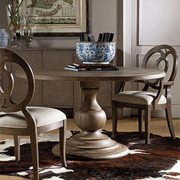 オーク多層板使用のラウンドテーブル - エレガントなデザインと実用性を兼ね備えたインテリアアイテム fljgj-2125