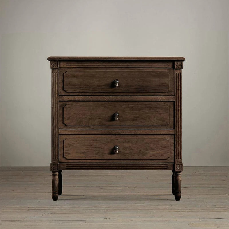 オーク材製ナイトテーブル - ステンレスハードウェア付き、洗練されたデザインの収納家具 fljgj-2131