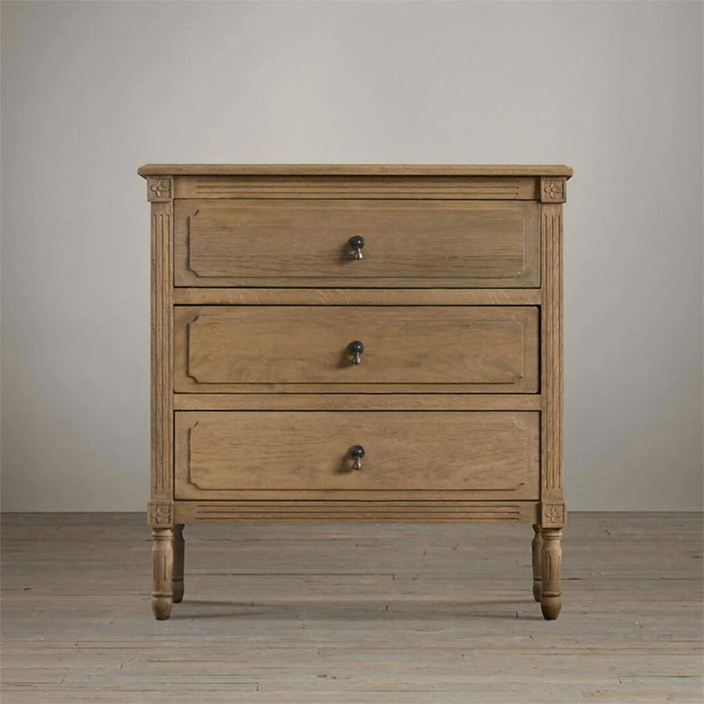 オーク材製ナイトテーブル - ステンレスハードウェア付き、洗練されたデザインの収納家具 fljgj-2131