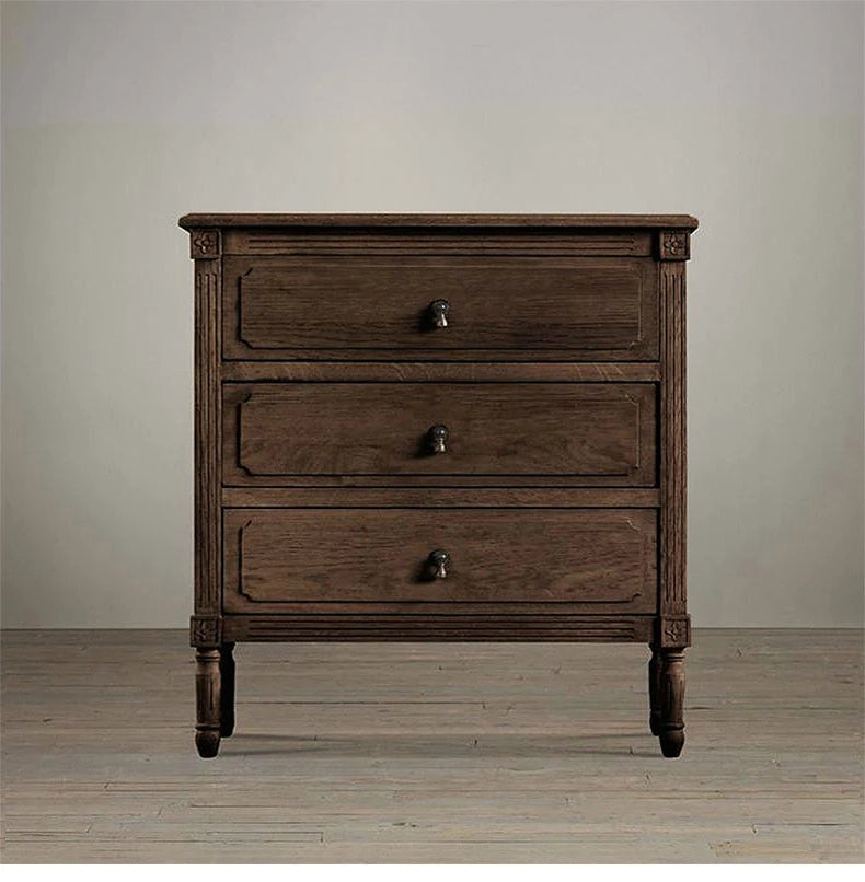 オーク製 ステンレス金具付き 3段キャビネット | シンプルで洗練されたデザインの収納家具 fljgj-2132