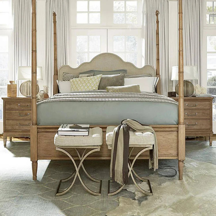 オーク製ナイトテーブル - スタイリッシュなデザインと機能性を兼ね備えた3段収納引き出し付きテーブル fljgj-2140