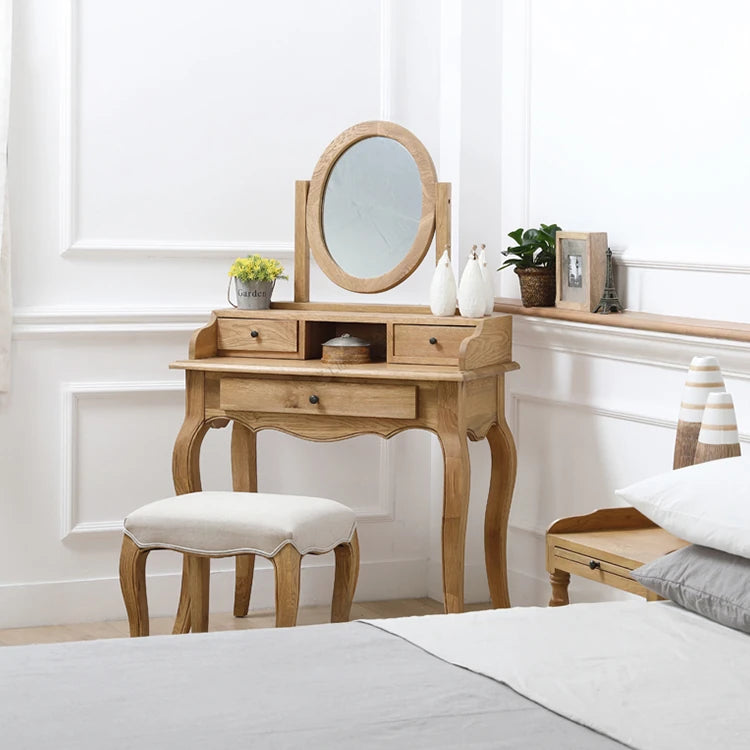 オーク多層板とガラスのクラシック化粧台 | スタイリッシュなメイクアップスペースを演出! fljgj-2141