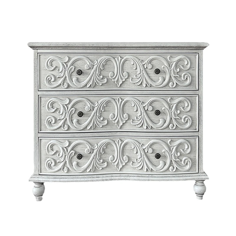 オーク多層板製 エレガントキャビネット 3段引き出し付き 豪華な装飾デザイン 家具インテリア fljgj-2142