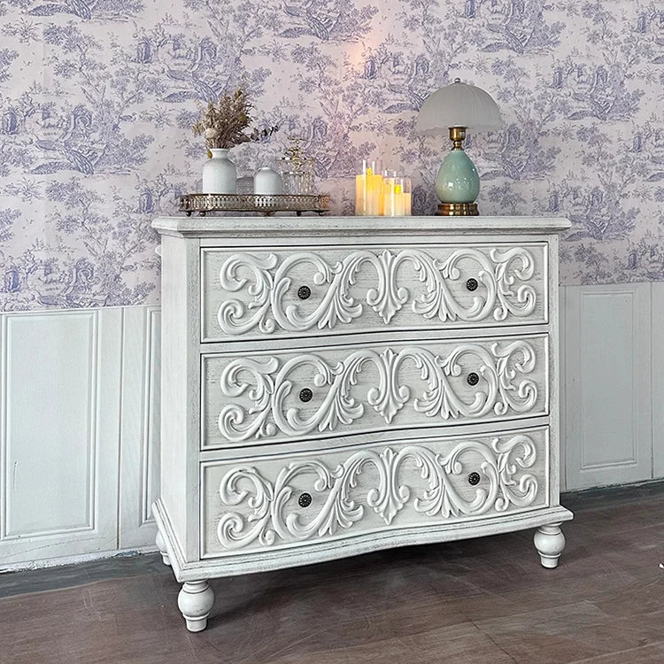 オーク多層板製 エレガントキャビネット 3段引き出し付き 豪華な装飾デザイン 家具インテリア fljgj-2142