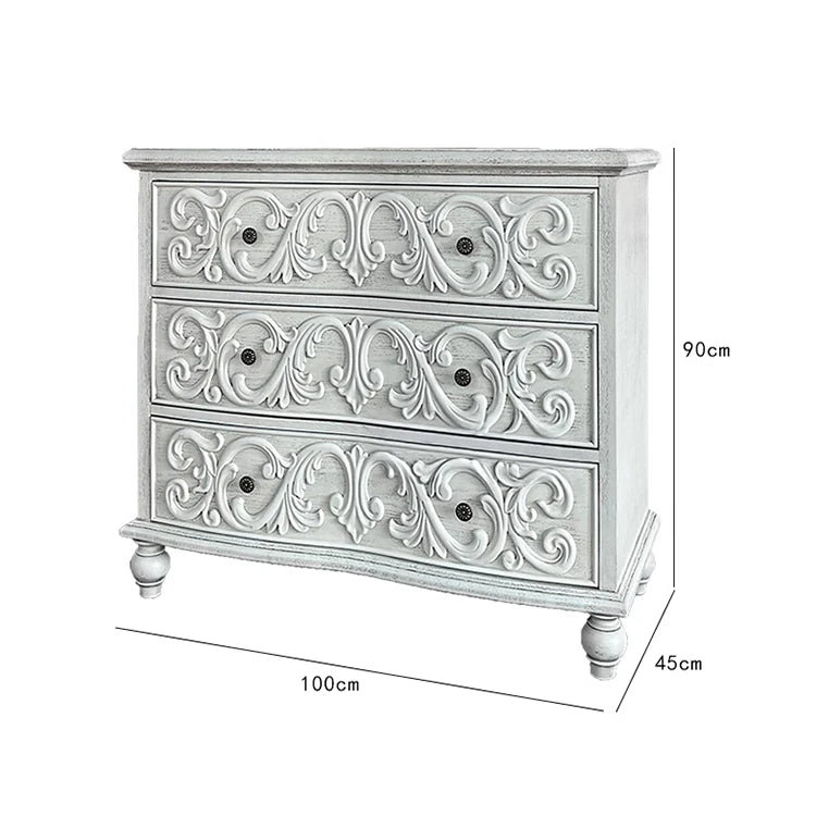 オーク多層板製 エレガントキャビネット 3段引き出し付き 豪華な装飾デザイン 家具インテリア fljgj-2142