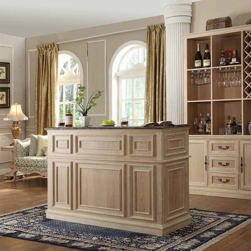 オーク多層板製のエレガントなキャビネット - 高級大理石天板付きデザイン家具 fljgj-2150